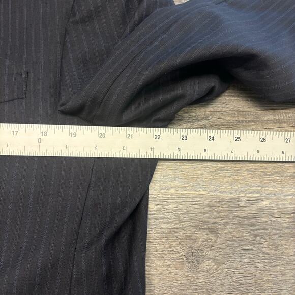 Daniel Cremieux Striped Blue Black Mens 42R Loro Piana Suit Sport Coat Blazer - Picture 11 of 13
